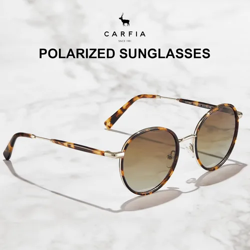 Vista 5 de CARFIA Gafas de sol polarizadas redondas pequeñas retro para mujer, protección UV, gafas de sol de diseño vintage con estilo CA1949
