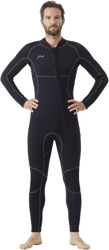 Vista 2 de Hevto Men Wetsuit 3/2mm Neoprene Front Zipper for Surfing Diving Negro