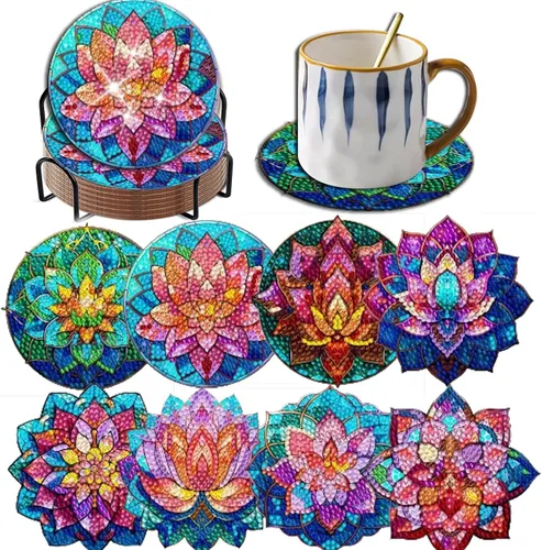 Vista 20 de 200 Estilos de Posavasos de Diamante Caja Sorpresa con Soporte DIY Arte de Diamante Posavasos Caja Sorpresa para Adultos Kits de Diamantes