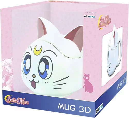 Vista 4 de ABYSTYLE Sailor Moon Artemis - Taza de té de cerámica 3D de 11.5 onzas con tapa extraíble, diseño de anime manga para el hogar y la cocina, regalos