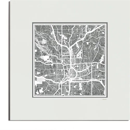 Vista 10 de O3 Design Studio San Diego, CA Paper Cut Map Matted Grey 20x20 in Paper Art