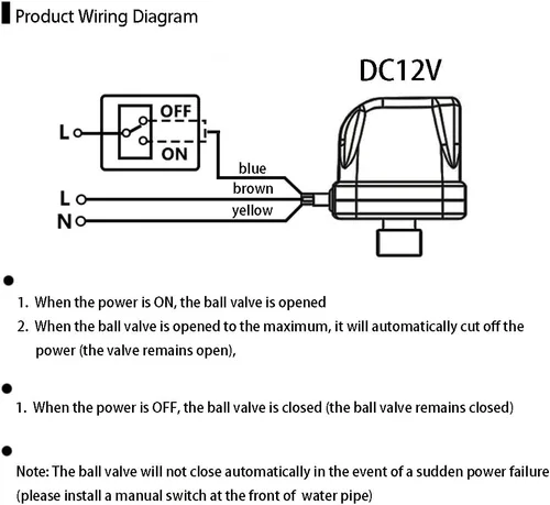 Vista 2 de Válvula de bola motorizada, válvula de bola eléctrica de latón DN20 de 3/4", válvula de agua de 3 cables DC12V/24V con puerto estándar