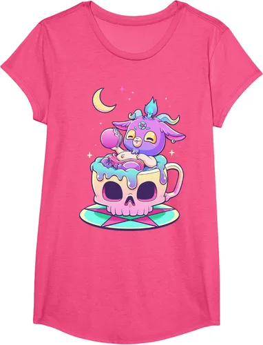 Vista 64 de Kawaii Pastel Goth Cute espeluznante Pentáculo Baphomet - Camiseta de cabra, Negro