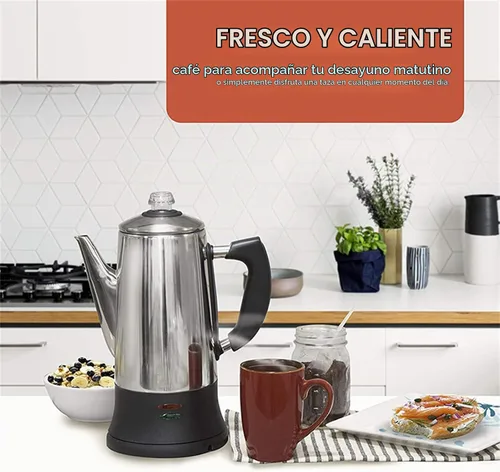Vista 2 de SOTECH - Cafetera eléctrica de acero inoxidable con mango de tacto frío, perilla de vidrio transparente de progreso de preparación, función