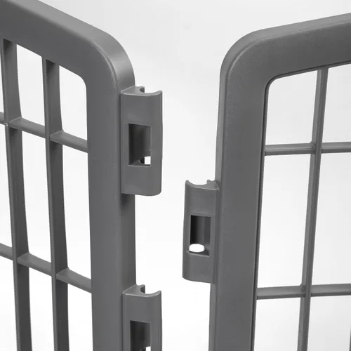 Vista 2 de IRIS - Corral para mascotas con puerta, 34 pulgadas, añadido 2 paneles, Gris Gris-oscuro