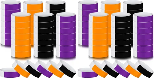Vista 25 de Epakh 600 muñequeras de papel neón, colores surtidos Pulseras impermeables para fiestas de eventos, banda adhesiva para control de entrada