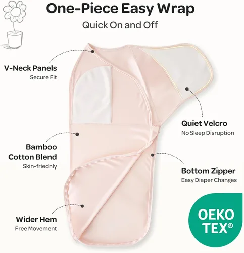 Vista 2 de Momcozy - Pañales para recién nacidos, con cierre silencioso para bebés de 0 a 3 meses Saco de dormir apto para nuevos padres, reduce el reflejo
