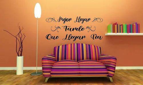 Vista 4 de Calcomanías de pared españolas decorativas para pared Mejor llegar tarde que llegar FEA Mensajes textos biblicos decorativos español Frases