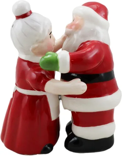 Vista 3 de Ebros Gift 'Tis The Season Dancing Mr And Mrs Santa Claus - Juego de saleros y pimenteros de Navidad para parejas, figuras de cerámica, fiesta