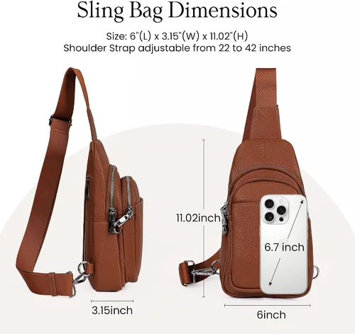 Vista 5 de befen Bolso bandolera pequeño de cuero genuino para mujer, antirrobo, bolsa cruzada para el pecho, riñoneras para viajes con ranuras para tarjetas