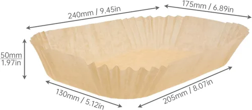 Vista 2 de 200 forros de papel desechables para freidora de aire, 5-7 cuartos de galón, rectangulares de grado alimenticio, resistentes a altas temperaturas