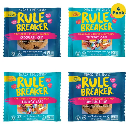Vista 13 de Rule Breaker - Galletas veganas, sin gluten, sin nueces, hipoalergénicas, Kosher, envueltas individualmente, 1.9 oz, aperitivos