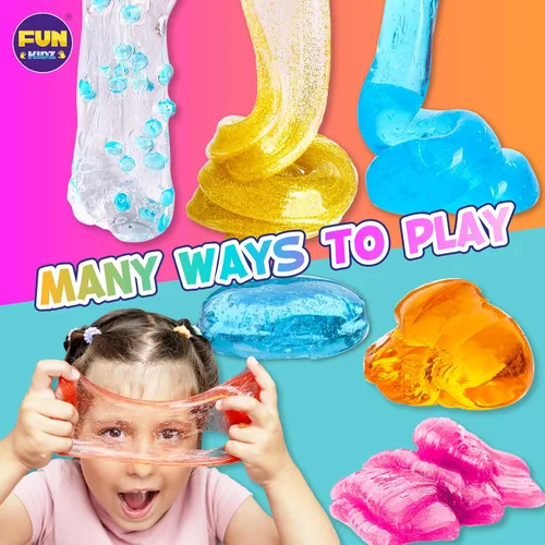 Vista 5 de 35.16 OZ FL (1040 ML) de Slime Transparente para Niños de 6 a 12 años, FunKidz, Juego de Slime de Cristal de Agua Prefabricado de 4 Paquetes, Juego