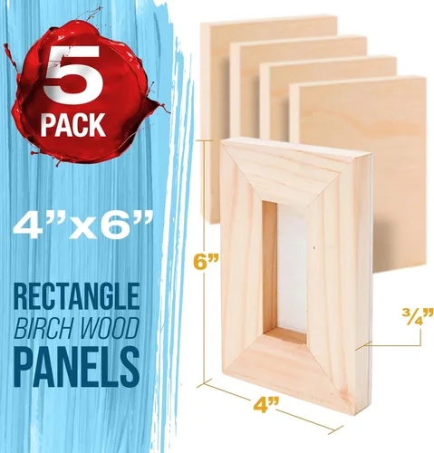 Vista 2 de U.S. Art Supply Paneles de madera acunados sin terminar de 4 "x 6