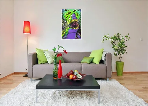 Vista 4 de Scorpio Posters Shark Attack - Póster de luz negra, flocado, 23 x 35 pulgadas