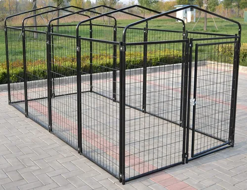 Vista 3 de Nueva Perrera modular para perros, panel de acero soldado resistente, cubierta para mascotas, 5 pies de ancho x 10 pies de largo x 5.5 pies de alto
