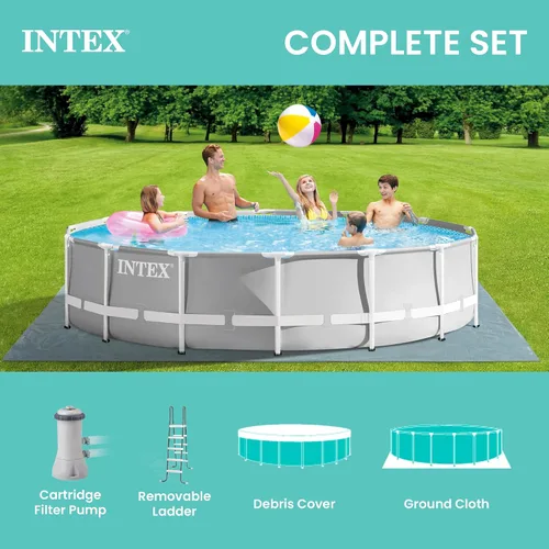 Vista 6 de Intex 26723EH - Juego de piscina sobre el suelo con marco de prisma Premium: 15 pies x 42 pulgadas - Incluye bomba de filtro de cartucho de 1000 GPH