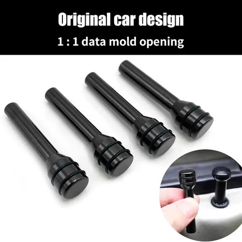Vista 5 de Paquete de 4 pomos para cerradura de puerta de automóvil, 1.93 x 0.47 pulgadas, pasadores personalizados para cerradura de puerta interior, Negro