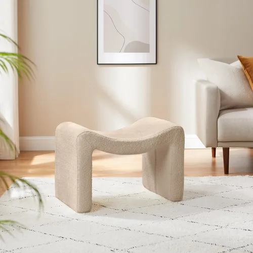 Vista 3 de VANOMi Reposapiés Otomano Grande, Taburete Multifuncional Moderno, Reposapiés Extra para Sofá, Asiento Adicional para Sala de Estar, Entrada, Camello