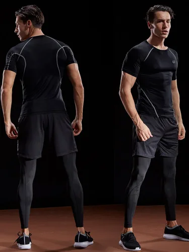 Vista 4 de NELEUS Paquete de 3 camisetas de entrenamiento de capa base de compresión atlética para hombre