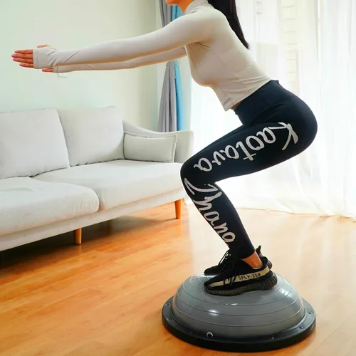 Vista 4 de Nice C Pelota de Equilibrio, Media Pelota, Pelota de Equilibrio, Entrenador de Ejercicios, con Banda de Resistencia, Yoga de Fitness y Fuerza
