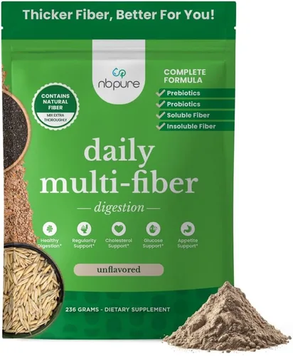 Vista 8 de nbpure Mezcla diaria de fibra en polvo para la salud digestiva, apoyo del colesterol, control saludable del peso, con fibra prebiótica, insoluble