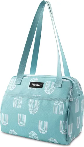 Vista 13 de PackIt® Lonchera Hampton congelable, color negro, fabricada con tecnología ECOFREEZE®, plegable, reutilizable, cierre de cremallera con bolsillo