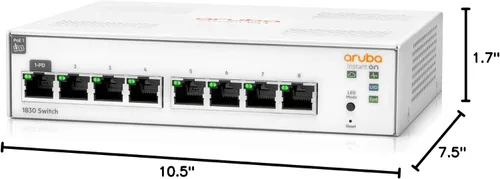 Vista 10 de Interruptor inteligente Aruba Instant On 1830 de 8 puertos Gb Sin ventilador Cable estadounidense (JL810A#ABA)