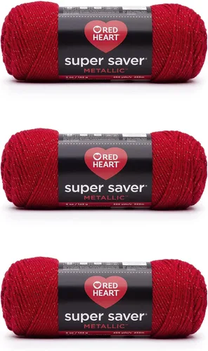 Vista 7 de Red Heart Super Saver - Hilo metálico negro – Paquete de 3 unidades de 5 onzas/142 gramos – Acrílico – 4 medianos (peinado) – 255 yardas