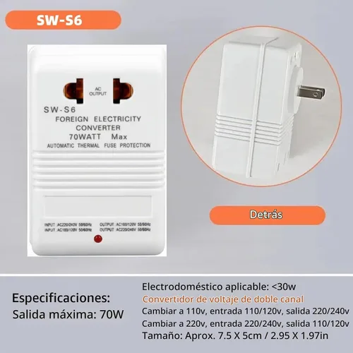 Vista 4 de Convertidor de voltaje 70W 110V/120V a 220V/240V Step-Up&Down Transformador de voltaje para viajes