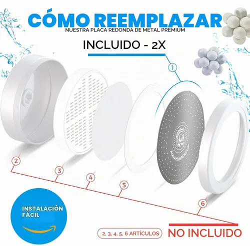 Vista 5 de AquaHomeGroup - Placas rociadoras para cabezal de ducha, paquete de 2, restaura el flujo de agua replacement spray plates, 2-pack, restores shower