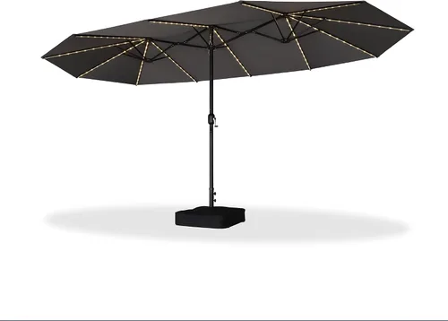Vista 47 de PURPLE LEAF - Sombrilla de mercado de patio de 13 pies con base rectangular doble cara, sombrilla de mesa para exteriores con manivela, 12 varillas