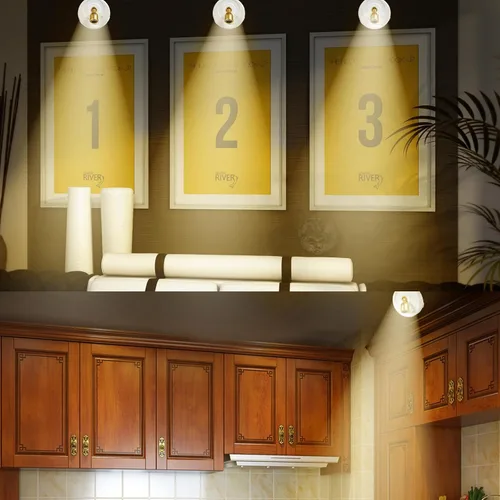 Vista 7 de Foco inalámbrico a pilas con control remoto, paquete de 2 luces para debajo del armario con función de temporizador para debajo del mostrador