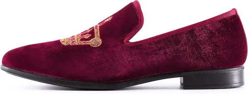 Vista 2 de Amali Crown Zapatos de terciopelo para hombre con pieza de corona de joyería Zapatos de vestir para hombre Mocasines formales de terciopelo