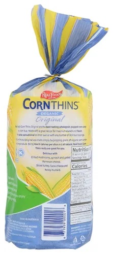 Vista 2 de Real Foods, Corn Thins Original Orgánico, 5.3 onzas