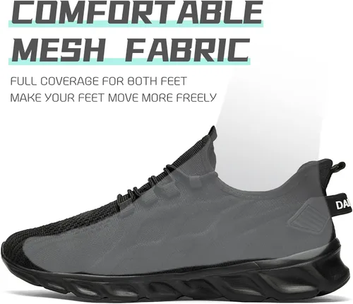 Vista 3 de QIJGS Zapatos deportivos de correr para hombre, para gimnasio, tenis, atléticos, de malla, ligeros, deportivos, a la moda, para entrenamiento
