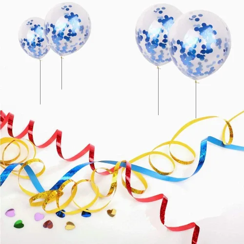 Vista 4 de Paquete de 40 globos de confeti azul, globos transparentes de fiesta de 12 pulgadas con confeti para fiesta de graduación, boda, baby shower
