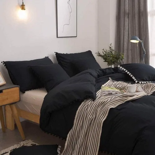 Vista 34 de Edredón hippie puro con borlas para dormitorio, manta bohemia con flecos indios, funda de edredón de algodón para mujer con fundas de almohada