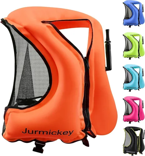 Vista 9 de Chaleco de esnórquel para adultos, chaleco inflable de esnórquel para hombres y mujeres, chaqueta de natación portátil y chaleco de flotabilidad