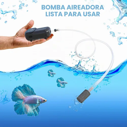 Vista 2 de Skywin Portable Aerator for Fish,USB Rechargeable Live Bait Aerator 18–32H Battery, Keeps Bait Alive Anywhere, Quiet Aquarium Water Pump for negro