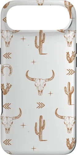 Vista 27 de Funda rústica elegante con diseño de calavera de toro sureño para iPhone 16