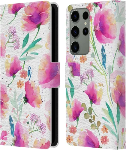 Vista 21 de Head Case Designs Officially Licensed Ninola Abstract Poppies Lilac Floral Leather Wallet Case Compatible with Samsung Galaxy A07 4G