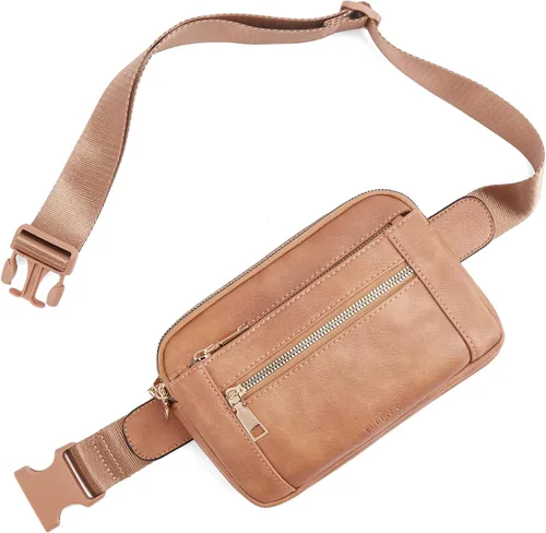 Vista 6 de Telena Riñoneras para Mujer Bolsa de Cintura de Cuero Bolsa Cruzada de Moda con Correa Ajustable, Talla única