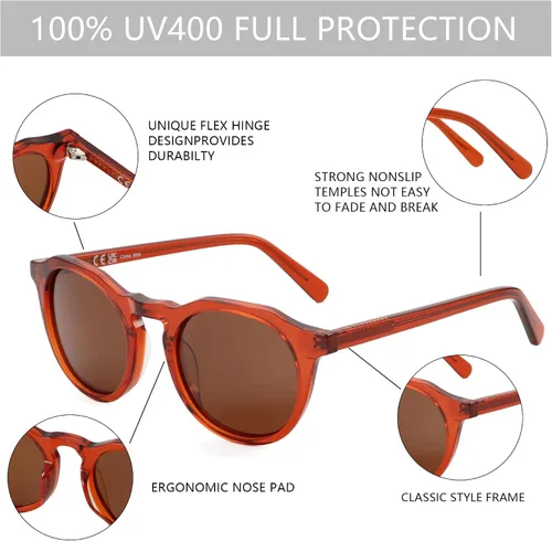 Vista 46 de ZENOTTIC Gafas de sol polarizadas redondas vintage para hombres y mujeres con protección UV400