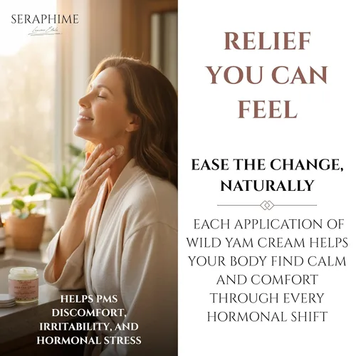 Vista 4 de Crema de ñame silvestre para el equilibrio hormonal, regalo para mamá, apoyo para la menopausia y el síndrome premenstrual para mujeres, crema