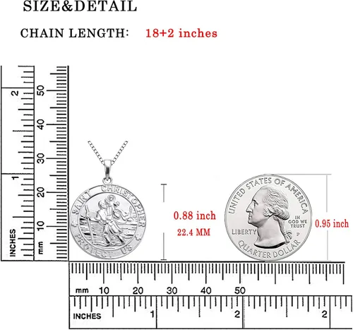 Vista 5 de YL Collar de San Cristóbal de plata de ley 925 grabado personalizado medallón protector religioso antiguo colgante de talismán medallaencajadoocket