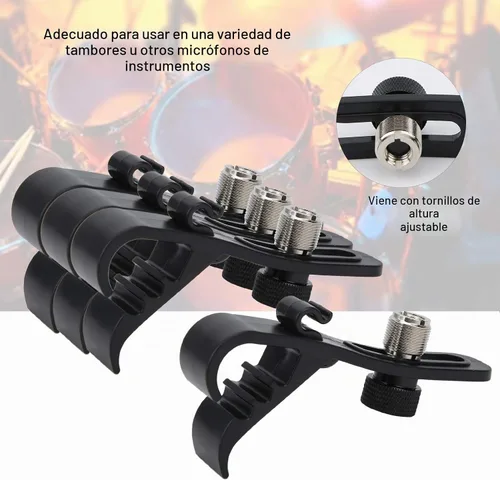 Vista 3 de Watris Veiyi Clips para micrófono de batería