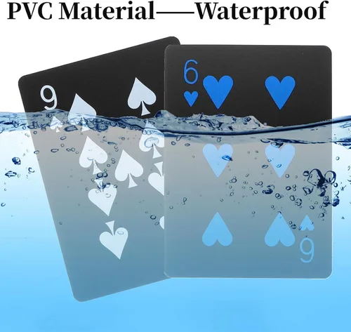 Vista 3 de Pumtus 6 barajas de cartas de póquer impermeables, cartas de plástico de PVC, naipes de índice estándar con caja de regalo, cartas de truco