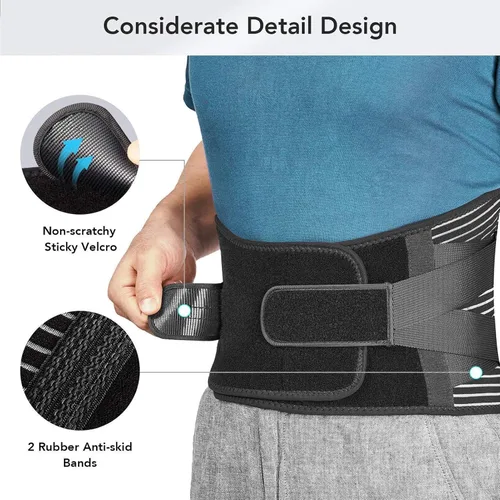 Vista 2 de Brrnoo Soporte lumbar para espalda baja, cinturón de apoyo lumbar para espalda baja, cinturón de apoyo transpirable para ciática, cinturón