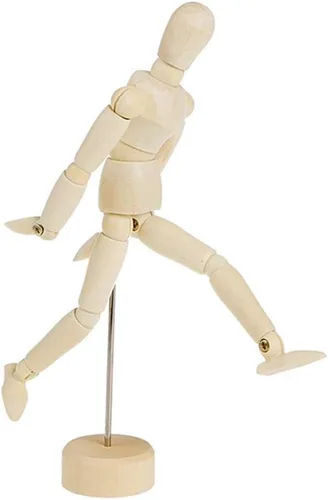 Vista 2 de Maniquí de madera para artistas de 12 pulgadas, cuerpo de maniquí articulado flexible, figura humana, modelo articulado de madera, muñeco de maniquí